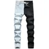 Männer Jeans Europäischen Amerikanischen Stil Für Männer Mode Nähen Zwei-farbe Trend Stretch Lokomotive Falten Streetwear Männliche Denim Hosen