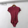 Bladely Michelle zomer sexy vrouwen slanke korte mouw o-neck tops bodysuits vrouwelijke rompers streetwear jumpsuits 210306