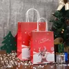 Geschenkomschakeling 12 stks/lot kerstpapier Bag Festival Tassen met handgrepen Tote Tree Santa Deer Patroon Pakken PB-001