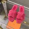 Designer Pelz Sandale Frauen Casual Hausschuhe Schwarz Rosa Slides Obere Flache Slipper Flip Flops Mit Box 328