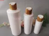 10 pièces 100 ml 200 ml 250 ml 500 ml bouteille de lotion de shampoing pour animaux de compagnie en plastique vide blanc avec capuchon supérieur en disque de bambou de haute qualité