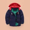 Chaqueta de plumón para niños Parkas de plumón para niños 4-10T prendas de vestir exteriores de invierno para niños abrigos cálidos informales chaquetas con capucha