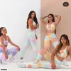 Traje de Yoga para mujer, conjunto de ropa deportiva con tinte de corbata, mallas de entrenamiento, pantalón Push Up, pantalones cortos de gimnasio, Sujetador deportivo sin costuras para Fitness, chándal