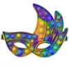 Party Maska Fidget Toy Rainbow Masquerade Balls Fancy Dress Maski Opaska Push Bubble Facemask Dla Halloween Boże Narodzenie Prom Dzieci Aldult DHL