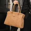 Mens Cours Saco de Ombro Personalidade de rua Amarelo Pasta de Negócios Grande Capacidade Horizontal Mens Bolsa Europeia Popular Sólida Cor De Couro de Cor Sólida