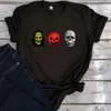 Damska koszulka Halloween Maski Graficzne Trójniki Kobiety Czarownica Dynia I Czaszki Topy Vintage Streetwear 2021 Gothic Odzież XL