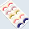 5 par 3D Mieszane Kolor Fałszywe Rzęsy 25mm DIY Kolorowe rzęsy Rozszerzenie Handmade Przezroczysty Miękki Terrier Fluffy Fake Eyelas Makeup Tool