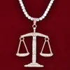 Баланс Весы Подвеска Bling Rhinestone Crystal Мужское ожерелье в стиле хип-хоп Панк Ювелирные изделия Street Rock9530276