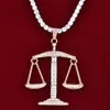 Balance Libra Scale Pendant Bling Rhinestone Crystal Men Hip Hop Necklace Punk Jewelry Street Rock9530276