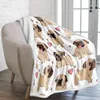 Filtar pug kasta filt twin reversibel hund print sherpa för barn vuxna mjuk fuzzy mikrofiber plysch fleece