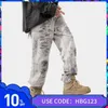 Jeans pour hommes Hip Hop gris Punk Streetwear hommes automne haute rue taille moyenne boutons droit Denim pantalon cravate teinture en détresse