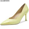 ALLBISEFO自然本物の革ハイヒールエレガントな結婚式の女の子パーティーハイヒールの靴ファッションパターン女性ヒール210611