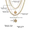 Vintage Multilayer Chain Necklace Women's Necklace Torques Large Coin Pendant, Jewelry Accessories