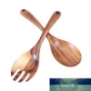 Natural Wooden Kitchen Cooking Spoons Large Salad Server Wood Fork Spoon Cutlery Set Wooden Utensils Tableware