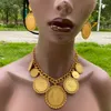 Münze Halskette / Ohrring / Ring / Armband Schmuck Sets für Frauen Gold Farbe Münzen Arabisch / Afrikanische Bridal Turkey Hochzeit Geschenke 210720