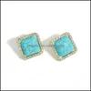 Stud Earrings Jewelry Blue Color Resin Stones Earring Women Shiny Crystal Geometric Square Trendy Drop Delivery 2021 Pb0Sj