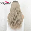 Synthetic Wigs Kryssma Ombre Blonde For Women Platinum Wig With Middle Part Ash Long Wavy