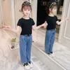 Barnkläder Tshirt + Jeans 2st Girls Outfits Sommar Big Casual Style Barnens spår 6 8 10 12 14 210527