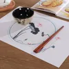 Mats Pads Kinesisk stil Bläckmålning Print PVC Placemat för matbord Tvättbar matta Slipd Doilies Cup Oljeproof Pad