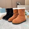 2021 high-end kvalitet stövlar vinter mode varm ankel snö booties martin temperament fritid dam boot cowboy bottes läder utomhus skor