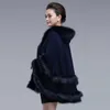 Europestyle Fashion Double Fur Coat Cape Hooded Knit Cashmere Cloak Cardigan Outwear Plus Size Women Winter Shawl 1.1kg 210925