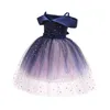 Ours Leader Filles Parti Costume Sans Épaule Mode Enfants Bébé Étoiles Paillettes Princesse Robes Enfants Arc Ceintures Vestidos 210708