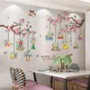 Wall Stickers [SHIJUEHEZI] Chandeliers Lights DIY Tree Branch Flowers Mural Decals For Living Room Bedroom Home Decoration