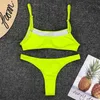 INGAGA Bandeau Bikinis Sexy Swimsuits Push Up Swimwear Women Solid Thong Bathing Suit Ribbed Rainbow Biquini 210702