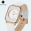 Wwoor dameshorloge mode witte vierkante pols eenvoudig topmerk luxe lederen jurk casual es reloj mujer 210616