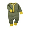 Roupas de bebê botão infantil menino macacão manga longa recém-nascido menina macacões cor contraste crianças bodysuit bebê boutique roupas 5758935