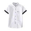 GFMY Sale Children Shirts Casual Solid 100% Cotton Short-sleeved Boys shirts For 4-12 Years Students wear in school 210713