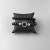 Стенд Ожерелье Pave Obsidian Charm, Европа Модный Европейский Модные Подарочные Украшения в Стерлинговом Серере 925 Для мужчин Женщины 220218