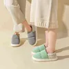 Winter House Warm Women Fur Slippers Down-jacket Design Waterproof Upper Couples Plush Shoes Home Men Fluffy Slides EVA Sole W2202