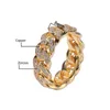 Hip Hop Zircon Cuban Chain Rings 8mm Gold Color Fashion Men's Ring CZ Crystal Link Band Ring Punk Finger Ring for Men Women Vintage Jewelry