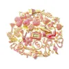 35pcs Alloy Light Pink Rhinestone Mixed Fashion Charms Picked at Random Fit for Women's DIY Jewelry Accessories F9