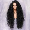 Spetsspärrar kinky lockigt front peruk mänskligt hår för plockade blekt knutar för kvinnor remy brasilian med naturlig hårfäste 32 tum