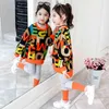 Kinderkleding Pak Meisjes Herfst Kleding Mode Casual Big Children's Letter Trui + Leggings Tweedelige Set 211224