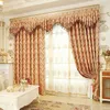 European Style Curtain for Living Dining Room Bedroom Luxury Golden Curtain Valance Curtain Finished Product Customization 210913