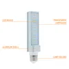 12W E26 Cold White 6500K 110V 9W Ekvivalent LED PL-lampa Roterbar G24-2 Bas horisontell eftermontering Plug-in-tak LED-gl￶dlampa