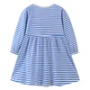 AOSTA BETTY Autumn Long Sleeve Knitted Dress Girls Striped rainbow Clothes Round Neck Cotton Children Casual Dresses 2-7years G1026