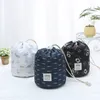 Barrel Shaped Cosmetic Bag Nylon Polyester High Capacity Drawstring Elegant Drum Wash Makeup Organizer Storage Bags YHM446-ZWL