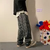 Мужская графическая печать летние прямые джинсы мужчина корейский модный хип-хоп бегуны мужские свободные джинсовые брюки одежда 210716