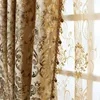 Rideau européen de luxe pour salon Rideau en velours Sheer Gold Print Rideau de fenêtre à ombrage élevé pour salle à manger Chambre 210903