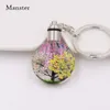 New Fashion Keychains Colorful Flowers Crystal Led Light Keyrigs For Friend Lover Family Birthday Gift Artistic Ball Key Ring G1019