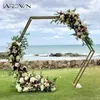 Decorative Flowers & Wreaths JAROWN Hexagon Wedding Arch Gold Black Iron Stand Background Decoration Flower Balloon Door Birthday Party Deco