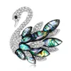 Natural abalone shell cisne broche cristal animal broches roupas para mulheres casamento casamento jeely