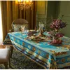 Blue Mist Gold Apollo Tablecloth Soft Velvet Luxury Table Cloth Home Kitchen Everyday Décor With Heavy Tassel Europe Style 210626