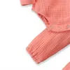 Completi per neonate Completi per bambina 4 colori Ruffler manica lunga Rompe Abbigliamento casual per bambini Pantaloni in cotone per bambina Fascia per bambini Set casual 407 U2