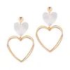 Dangle & Chandelier 2021 Alloy Double Heart Large Earrings Exaggerated Clear Acrylic LOVE Heart Dangle Drop Earrings For Women