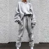 Kvinnor Casual Outfit Fashion Harajuku Pullover Crop Top Hoodie Sweatshirts och Long Sports Pant Suit Kvinnlig Sweatshirt 211105